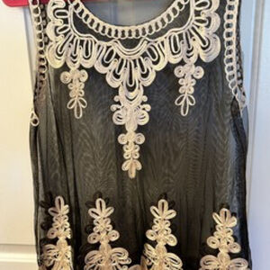 Scully crochet black Sheer see-through tank top or Swimsuit Coverup size Large